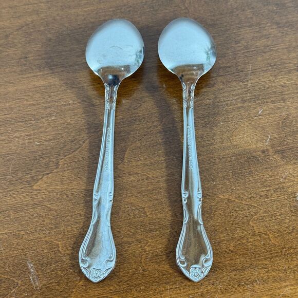 Winco Elegance Tea Spoon Set Stainless Steel Silver Set of 2 - Picture 4 of 6